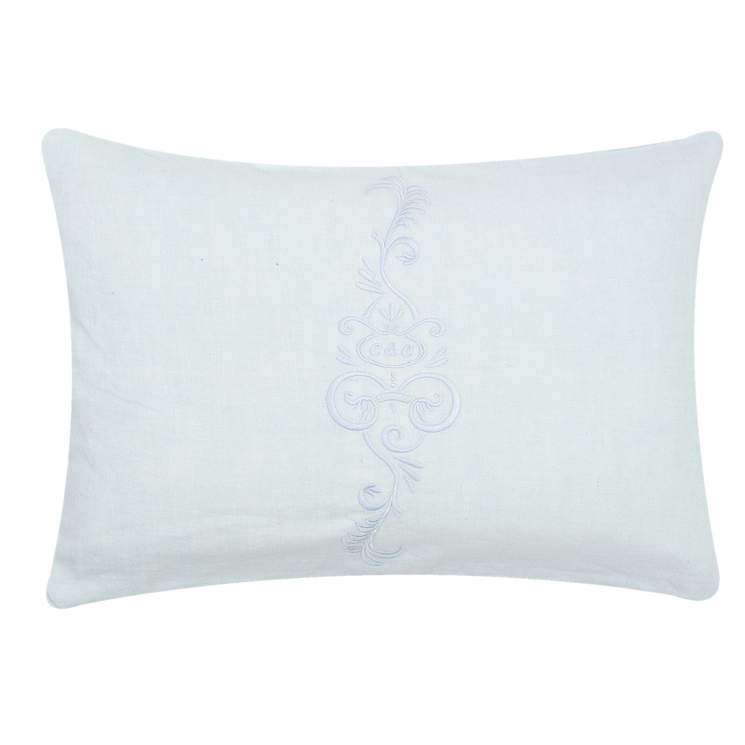 Kussen monogram 35 x50 cm lichtblauw