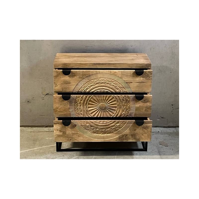 Ladekast houtsnijwerk zwart hout 1