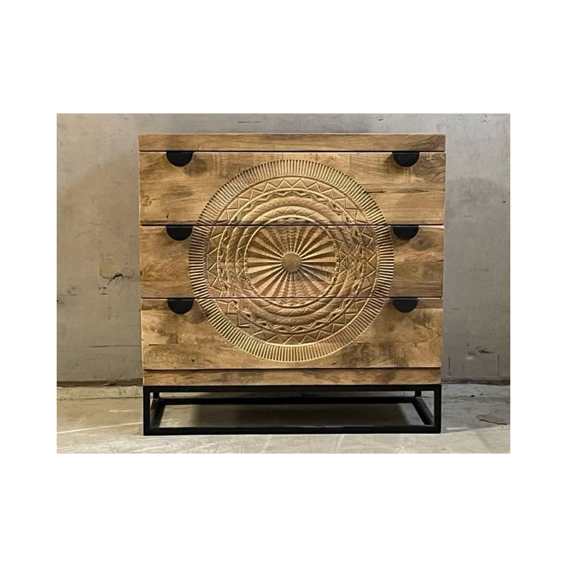 Ladekast houtsnijwerk zwart hout
