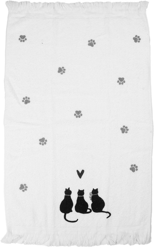 gastendoek poezen zwart wit www.dehebberij.nl