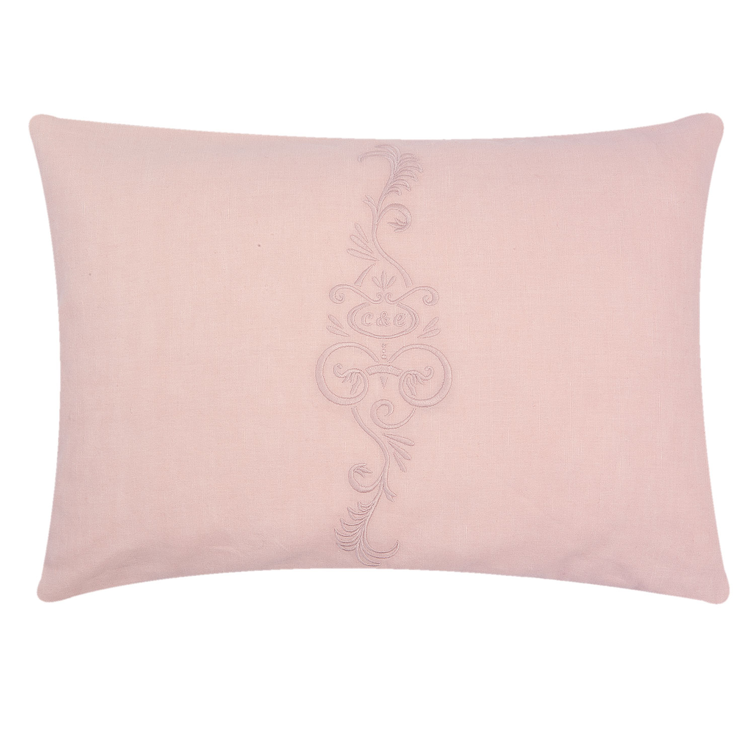 kussen 35 x 50 cm monogram zachtroze