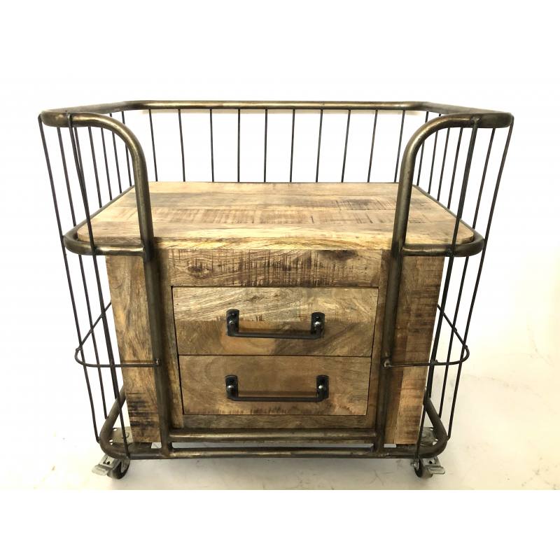 trolley nachtkastje met twee laden